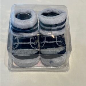 “Bundle 10/$13” Swiggles 0-12m Booties socks blue and White newborn baby